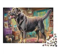 Labrador Retriever 1000 Piece Jigsaw Puzzle Bundle for Adult Family Premium Black Lab Rustic Interior Recycled Cardboard Home Decoration Wall Display Brain Challenge 52x38cm/1000pcs