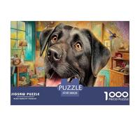 Labrador Retriever 1000 Piece Jigsaw Puzzle Recycled Paper for Black Lab Cheerful Indoor Backdrop Adults Fun Present & Activity for Home Great Gift Idea 38x26cm/1000pcs