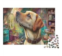 Labrador Retriever 1000 Piece Jigsaw Puzzle Set Thick Cardboard Recycled Material for Adults All Ages Lab Looking Up Vivid Scene Home Decor Wall Art Brain Challenge Puzzle Game 38x26cm/1000pcs