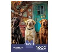 Labrador Retriever 1000 Piece Recycled Cardboard Dogs in Vintage Street Puzzle, 12+, Brain Training, Personalised Gift, Wall Decor & Holiday Activity 52x38cm/1000pcs