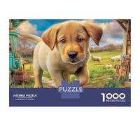 Labrador Retriever 1000 Pieces Cardboard Cute Lab Puppy Puzzle Teens Brain Training Concentration Family Evening Travel Compact 70x50cm/1000pcs