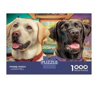 Labrador Retriever 1000 Pieces Extra-Thick Cardboard Chocolate Lab & Black Dog Puzzle Family Game Cognitive Concentration Training Housewarming Gift 52x38cm/1000pcs