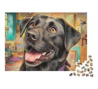 Labrador Retriever 1000 Pieces Jigsaw Puzzles Engaging Educational Games Black Labrador Smiling Jigsaw Puzzle Unique Puzzle Gift for Gifts 52x38cm/1000pcs