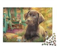 Labrador Retriever 1000 Pieces Jigsaw Puzzles Engaging Educational Games Chocolate Labrador in Garden Jigsaw Puzzle Beautiful Decoration for Gifts 70x50cm/1000pcs