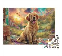 Labrador Retriever 1000 Pieces Jigsaw Puzzles Engaging Educational Games Labrador Sitting Jigsaw Puzzle Home Decoration for Adults & Families 70x50cm/1000pcs
