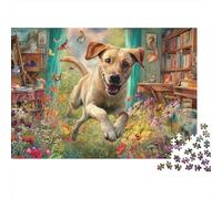 Labrador Retriever 1000 Pieces Jigsaw Puzzles Engaging Family Games Yellow Labrador Running Jigsaw Puzzles Beautiful Decoration for Gifts 70x50cm/1000pcs