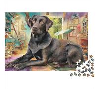 Labrador Retriever 1000 Pieces Jigsaw Puzzles Engaging Home Decoration Black Labrador Lying Down Jigsaw Puzzles Unique Puzzle Gift for Gifts 38x26cm/1000pcs