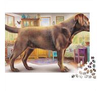 Labrador Retriever 1000 Pieces Jigsaw Puzzles Engaging Home Decoration Chocolate Labrador Standing Jigsaw Puzzle Beautiful Decoration for Gifts 70x50cm/1000pcs