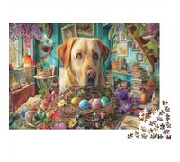 Labrador Retriever 1000 Pieces Jigsaw Puzzles for Weekend Hobbyists Sturdy Cardboard Lab Colorful Easter Decor Home Decoration Wall Display Spring Festival Gift Brain Game Puzzle 70x50cm/1000pcs