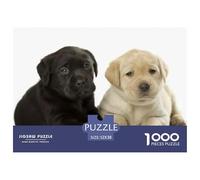 Labrador Retriever 1000Pc Jigsaw Puzzles for Adults & Kids Two Lab Puppies (black And Yellow) Lie Together Home Decoration | Great Gift Idea 52x38cm/1000pcs