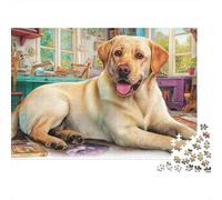 Labrador Retriever 1000pc Lab Relaxing Thick Cardboard Puzzle for Stress Relief Seekers Christmas Gathering Home Decor Senior Centre Activity Classroom Puzzle Gift 38x26cm/1000pcs