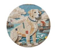Labrador Retriever 120 Piece Circular Puzzle Cute Pet Animals Animal Shape Durable Pieces Stress Relief Game for Adults & Kids Educational Home Decor Creative Challenge 120 PCS