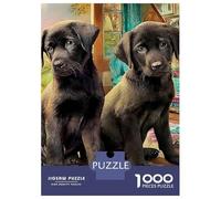 Labrador Retriever 3-Layer Cardboard 1000 Pc Two Black Labs Classic Puzzle, Ultra Difficult, Stress Relief, Wall Decor & Gift for Puzzle Lovers 52x38cm/1000pcs