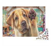 Labrador Retriever Adult Jigsaws Curious Golden Retriever Close-up Jigsaw Puzzles Educational Game Decompression Puzzles for Adults Kids 38x26cm/1000pcs