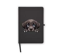 Labrador Retriever Black Adorable Puppy Notebook, Blank Pages, Faux Leather Cover, Planner, Journal, Workbook