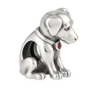 Labrador Retriever Charm for Pandora Moments Bracelets 925 Sterling Silver Puppy Dog with Red Crystal Collar Her Girls Women - Happy Birthday Gift Box