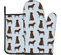 Labrador Retriever Chocolate Lab Pet Oven Mitts And Pot Holders,Cooking Gloves, Heat Resistant Baking Mitts