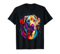 Labrador Retriever Colorful Dog Face Funny Lab Lover Black T-Shirt