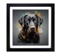 Labrador Retriever Conceptual Art Framed Print | 18x18 Inch Black Framed Wall Art | Ready to Hang | Modern Animal Picture | Living Room Bedroom Lounge Office