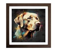 Labrador Retriever Conceptual Art No.2 Framed Print | 18x18 Inch Walnut Framed Wall Art | Ready to Hang | Modern Animal Picture | Living Room Bedroom Lounge Office