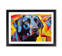 Labrador Retriever Dog Constructivism Framed Wall Art Print, Ready to Hang Picture for Living Room Bedroom Home Office, Black A2 (66 x 48 cm)