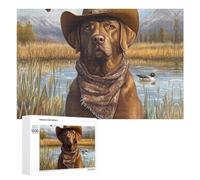 Labrador Retriever Dog Duck Hunting Wooden Puzzle Letter on Back Adults Difficult Jigsaw Puzzles for Home Decor Birthday Gift