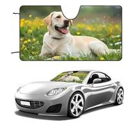 Labrador Retriever Dog Lazy Time Funny Car Windshield Sun Shade Collapsible Vehicle Front Window Visor Heat Insulation Cover 51"×28" 55"×30"