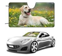 Labrador Retriever Dog Lazy Time Funny Car Windshield Sun Shade Collapsible Vehicle Front Window Visor Heat Insulation Cover 51"×28" 55"×30"