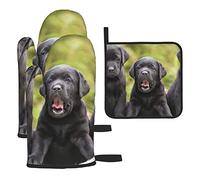 Labrador Retriever Dog Print Oven Mitts And Pot Holders Sets Of 3, Kitchen Heat Resistant Non-Slip Waterproof Cooking Gloves For Baking Cooking Bbq