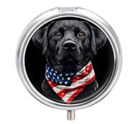 Labrador Retriever Dog U.S.A Flag Small Pill Box Case 3 Compartment 2"