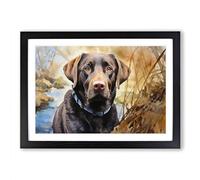 Labrador Retriever Dog Watercolour Framed Print | A2 Black Framed Wall Art | Ready to Hang | Modern Animal Picture | Living Room Bedroom Lounge Office