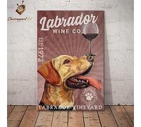 Labrador Retriever Dog Wine Metal Sign Decor Wall Art Poster 8X12 inch