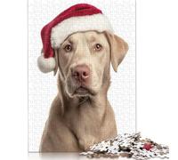 Labrador Retriever Dog with Santa Hat Portrait Puzzle 300 Pieces Jigsaws Wooden Puzzle for Adults And Teenager Puzzles for Adults 1000pcs (75x50cm)