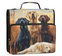 Labrador Retriever Dogs Cute 3 Ring Binders 1.5 Inch D Ring Zip up Binder Organizer School Binders Bag with Shoulder Strap Portfolio & Case Ring Folder Holder