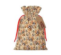 Labrador Retriever Dogs Print Christmas Burlap Gift Bag With Drawstring, Present Small Favor Pouch For Birthday Parties-S Size