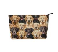 Labrador Retriever Dogs Print Cosmetic Bags, Small Makeup Bag for Purse Corduroy Multifunctional Travel Makeup Bag with Metal Zipper for Women Girls