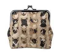 Labrador Retriever Dogs Print Double Clasp Metal Frame Leather Kiss Lock Change Pouch Wallet for Women with Keys, Small Purses