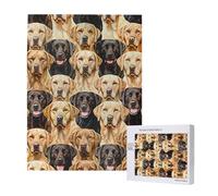 labrador retriever Dogs Printed Jigsaw Puzzle with Storage Box, Wooden Puzzle for Adults and Kids, 500 Pieces Family Fun Decorative Game