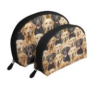 Labrador Retriever Dogs Printed Makeup Bags 2-Piece Portable Shell Travel Toiletry Bag Cosmetic Organizer Bag for Women