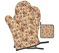 labrador retriever Dogs Printed Oven Mitts and Pot Holders Heat Resistant Set of 3 Pcs, Modern Kitchen Gloves & Potholders for Cooking Baking Grilling