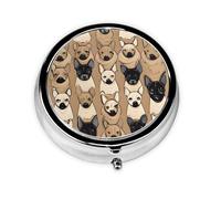 Labrador Retriever Dogs Round Pill Box - Full Print Design, Metal Electroplated Compact Medicine Case for Travel, Fits Pockets & Wallets