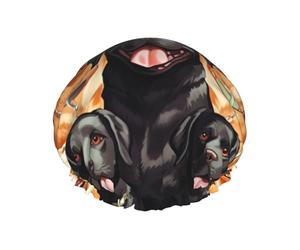 labrador retriever Dogs Shower Cap for Women Men Large Waterproof Shower Bonnet Elastic Band Bathing Hair Hat Spa Salon Caps Double Layered Reusable Bath Caps for Long Hair, Braids
