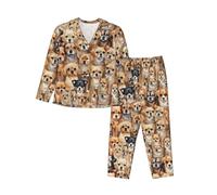 Labrador Retriever Dogs Women'S Long Sleeved Pajama Set Top And Pants Loungewear Nighttime Sleep Black