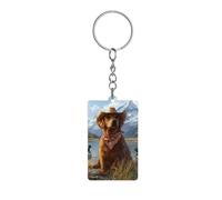 Labrador Retriever Duck Hunting Printed Acrylic Keychain Key Chain Rings Cute Funny Gifts for Women Men