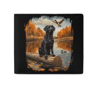 Labrador Retriever Ducks Autumn Leather Wallet Slim Purse with ID Window RFID Blocking Bifold for Men Women
