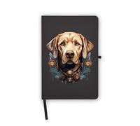 Labrador Retriever Golden Steampunk Dog Painting Notebook, Blank Pages, Faux Leather Cover, Planner, Journal, Workbook