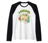 Labrador Retriever Groovy Floral Watercolor Boho Dog Lover Raglan Baseball Tee