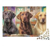 Labrador Retriever Jigsaw Puzzle 1000 Pieces Friendly Loyal Colorful Labrador Retrievers Premium Paper Jigsaw for Focus Training, Calm Relaxation And Family Leisure 38x26cm/1000pcs