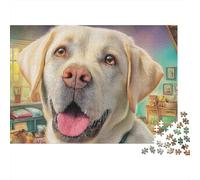 Labrador Retriever Jigsaw Puzzle 1000 Pieces Friendly Loyal Colorful Labrador Retrievers Premium Paper Jigsaw for Focus Training, Calm Relaxation And Family Leisure 38x26cm/1000pcs