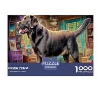Labrador Retriever Jigsaw Puzzles 1000 Piece Recycled Paper Black Lab Standing Bright Room Backdrop Adult Jigsaws Educational Game Challenge Fun Present Home Activity 38x26cm/1000pcs